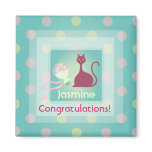 Cat Love Flowers Congratulations Magnet