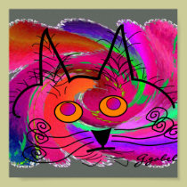Cat Lovers Art Poster--Abstract Oil Painting Cat posters