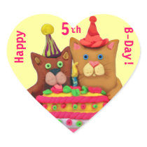 Cat Lover's Custom Text Birthday Heart Stickers