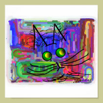 Cat Lovers Poster "The Curious Abstract Cat" posters