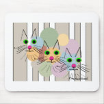 Cat Lovers "Three Amigos" Cat Art Mouse Pad