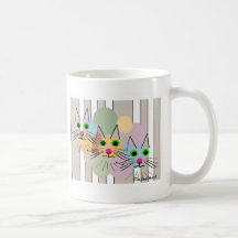Cat Lovers "Three Amigos" Cat Art Mug