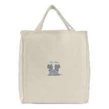 Cat Mom Embroidered Tote Bag