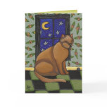 Cat, Moon & Stars - greeting card