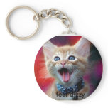 cat-mouth-full, I feel dizzy Keychain