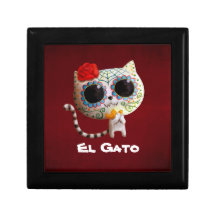 Cat of Day of The Dead Jewelry Boxes
