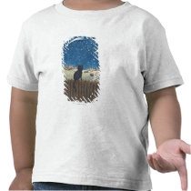 Cat on a fence looking at night sky above city t-shirt