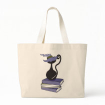 Cat on Books Canvas Bags