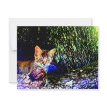 Cat on Oak Roots Personalized Announcements
