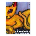 Cat On Piano postcards
