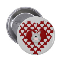 Cat on Red Heart Valentine T-shirts and Gifts Button