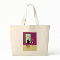 Cat Painting Roses Tote Bag