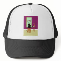 Cat Painting Roses Trucker Hats
