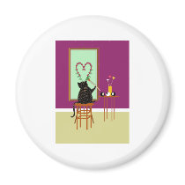 Cat Painting Roses Refrigerator Magnet