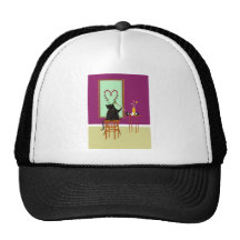 Cat Painting Roses Trucker Hats