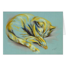 Cat Pastel - Sleeping Tabby Kitten Cards
