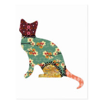 Cat Patchwork Pet Postcard