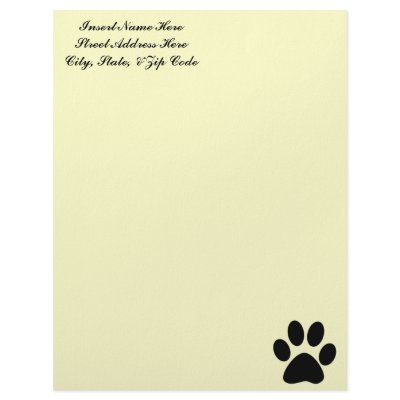 Cat Paw Print Personalized Letterhead by kids_tshirts