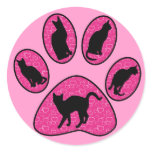 CAT PAW WITH CATS AND HEARTS STICKERS