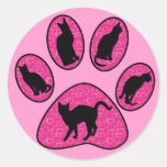 CAT PAW WITH CATS AND HEARTS STICKERS