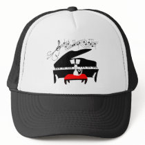 Cat & Piano Trucker Hat
