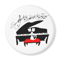 Cat & Piano Refrigerator Magnets