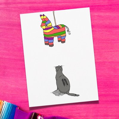Cat & Pinata - Blank by tiffjamaica