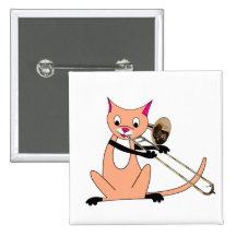 Cat Playing the Trombone Button