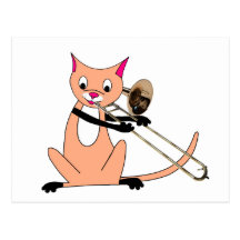 Cat Playing the Trombone Postcards