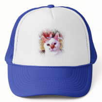 CAT PORTRAIT ANGEL TRUCKER HAT