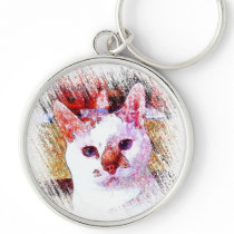 CAT PORTRAIT ANGEL KEY CHAIN