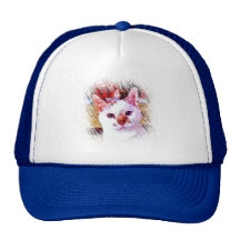 CAT PORTRAIT ANGEL TRUCKER HAT