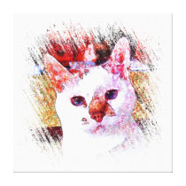 CAT PORTRAIT ANGEL Wrapped Canvas Print