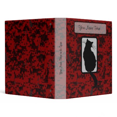 Cat Silhouette with Cat Pattern Binder by friendlyspirit