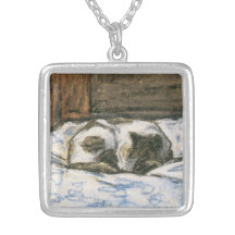 Cat Sleeping on a Bed by Claude Monet Pendant