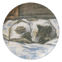 Cat Sleeping on a Bed by Claude Monet Plates