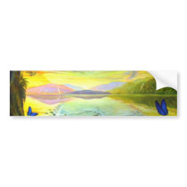 Cat, Sunrise and River Of Life Bumper Stickers