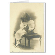 Cat Sympathy Card With Girl