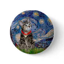 CAT (Tabby2) - Starry Night Button