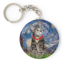 CAT (Tabby2) - Starry Night Keychain
