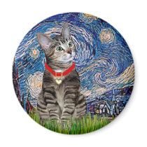 CAT (Tabby2) - Starry Night Fridge Magnet