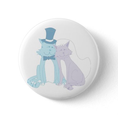 Cat Theme Wedding Pinback Button by White_Wedding