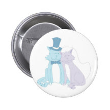 Cat Theme Wedding Pinback Button