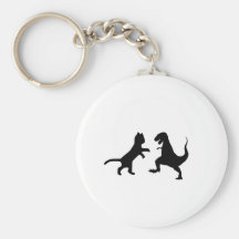 cat vs t-rex keychains