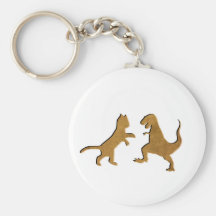 CAT VS T-REX VINTAGE TEXTURE KEY CHAINS