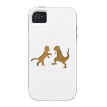 CAT VS T-REX VINTAGE TEXTURE VIBE iPhone 4 CASES