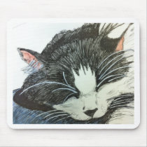 Cat water colour and inked drawng