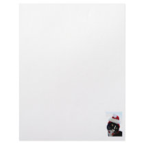 Cat wearing santa hat photograph, BW kitty Letterhead