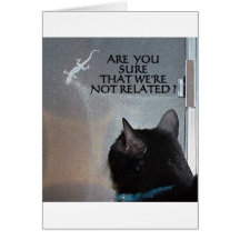 CAT WITH GECKO GREETING CARD