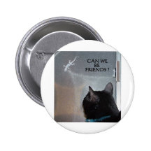CAT WITH GECKO PINBACK BUTTON